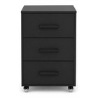Gaveteiro de MDF e MDP Preto 3 Gavetas 40x35x62cm com Rodas Office One Darabas Agardi