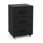 Gaveteiro de MDF e MDP Preto 3 Gavetas 40x35x62cm com Rodas Office One Darabas Agardi