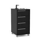 Gaveteiro Preto 4 Gavetas 75,8x40x45cm Madeira Maia Politorno