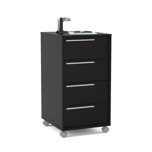 Gaveteiro Preto 4 Gavetas 75,8x40x45cm Madeira Maia Politorno