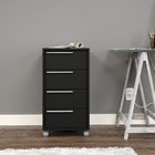 Gaveteiro Preto 4 Gavetas 75,8x40x45cm Madeira Maia Politorno