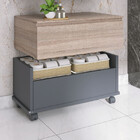 Gaveteiro Preto Gabinete Banheiro Rodinhas 60cm 1 Gaveta Mult