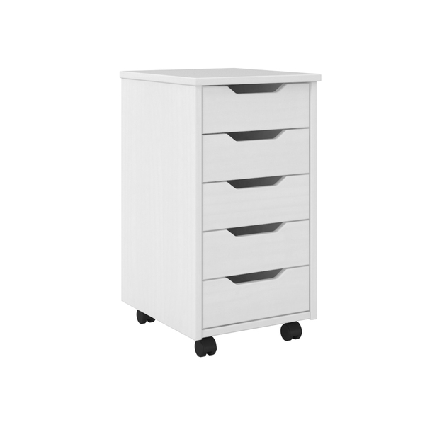 Gaveteiro Simon Com 5 Gavetas Madeiras Maciças Branco Lavado