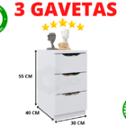 Gaveteiro Top Com 03 Gavetas Para Área De Serviço