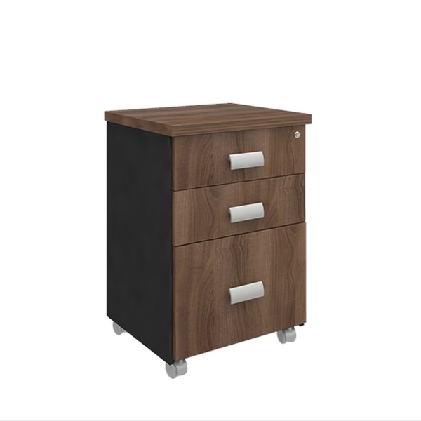 Gaveteiro Volante 03 Gavetas – 0,69×0,47×0,42m – Nature/preto