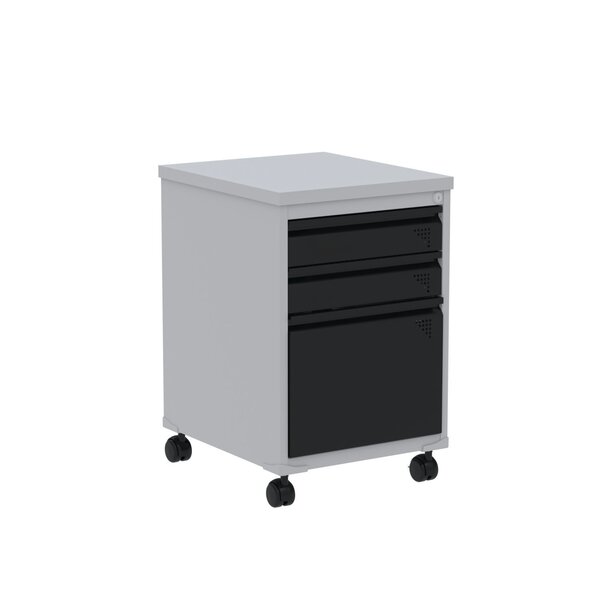 Gaveteiro Volante 03 Gavetas Aretto Cinza/preto