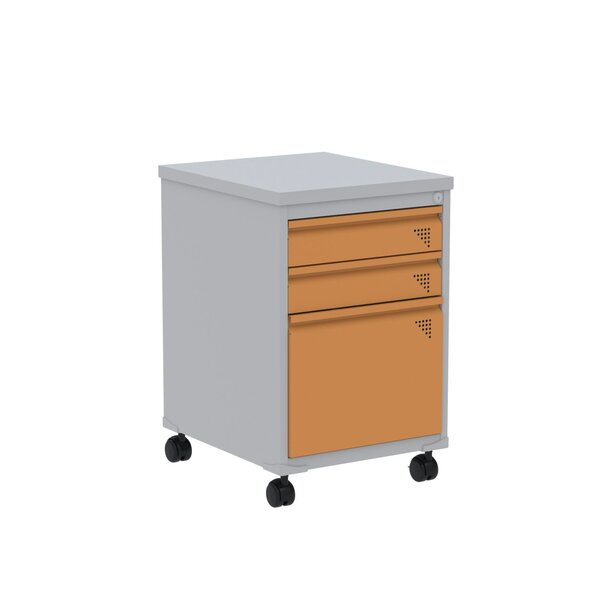 Gaveteiro Volante 3 Gavetas Aretto Cinza/laranja Picasso