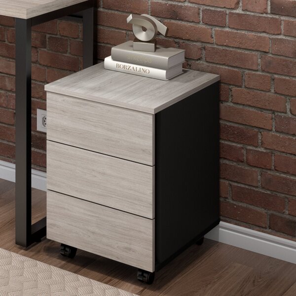 Gaveteiro Volante 3 Gavetas Home Office  Nogueira Casa Blanca