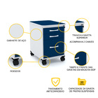 Gaveteiro Volante 3 Gavetas Pandin Maxxi - Azul/cinza