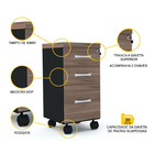 Gaveteiro Volante 3 Gavetas Pandin Pe40 - Walnut