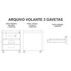 Gaveteiro Volante 3 Gavetas Preto - Ultra Móveis