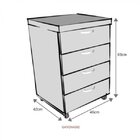 Gaveteiro Volante 40mm Com 4 Gavetas  Branco/preto