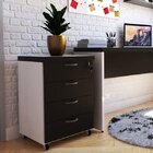 Gaveteiro Volante 40mm Com 4 Gavetas  Branco/preto