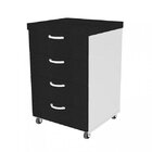 Gaveteiro Volante 40mm Com 4 Gavetas  Branco/preto