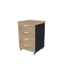 Gaveteiro Volante 40mm Com 4 Gavetas  Preto/carvalho Claro