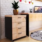 Gaveteiro Volante 40mm Com 4 Gavetas  Preto/carvalho Claro