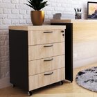 Gaveteiro Volante 40mm Com 4 Gavetas  Preto/cinza Cristal