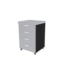 Gaveteiro Volante 40mm Com 4 Gavetas Bramov Móveis Preto/cast