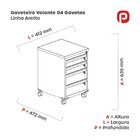 Gaveteiro Volante 4 Gavetas Aretto Branco