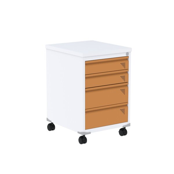 Gaveteiro Volante 4 Gavetas Aretto Branco/laranja Picasso