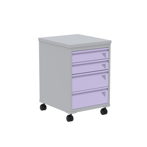 Gaveteiro Volante 4 Gavetas Aretto Cinza/lilás