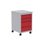 Gaveteiro Volante 4 Gavetas Aretto Cinza/vermelho