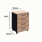 Gaveteiro Volante 4 Gavetas Espresso Móveis Calvi/preto