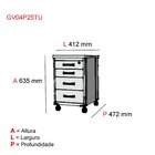 Gaveteiro Volante 4 Gavetas Gv04p25tub  Branco