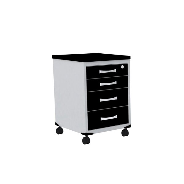 Gaveteiro Volante 4 Gavetas Gv04p25tub  Cinza/preto