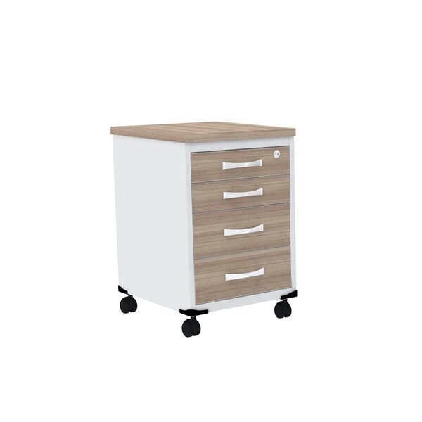 Gaveteiro Volante 4 Gavetas Gv04p25tub  Noce Naturalle/branco