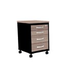 Gaveteiro Volante 4 Gavetas Gv04p25tub  Noce Naturalle/preto