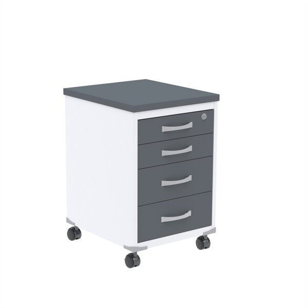 Gaveteiro Volante 4 Gavetas Gv04p25tub Branco/grafito