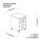 Gaveteiro Volante 4 Gavetas Gv04p25tub Grafito