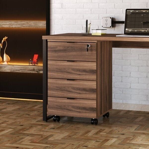 Gaveteiro Volante 4 Gavetas Kugv44 Kuadra Yescasa Nogal/preto