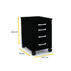 Gaveteiro Volante 4 Gavetas Pandin Maxxi - Preto