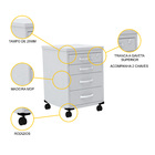 Gaveteiro Volante 4 Gavetas Pandin P25 - Cinza