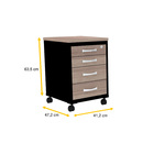 Gaveteiro Volante 4 Gavetas Pandin P25 - Naturalle/preto