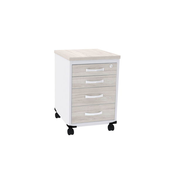 Gaveteiro Volante 4 Gavetas Pandin P25 - Nogueira/branco