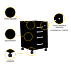 Gaveteiro Volante 4 Gavetas Pandin P25 - Preto