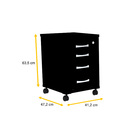 Gaveteiro Volante 4 Gavetas Pandin P25 - Preto