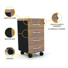 Gaveteiro Volante 4 Gavetas Pandin Pe40 - Naturalle