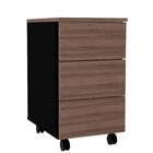Gaveteiro Volante Com 3 Gavetas Pe30 Em Mdp Cor Walnut E Preto