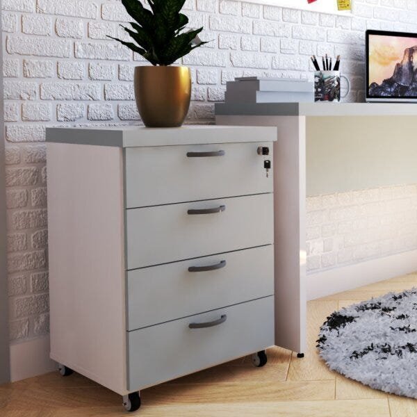 Gaveteiro Volante Com 4 Gavetas Natus 40 Branco/castanho