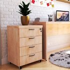 Gaveteiro Volante Com 4 Gavetas Natus 40 Carvalho Dark/preto