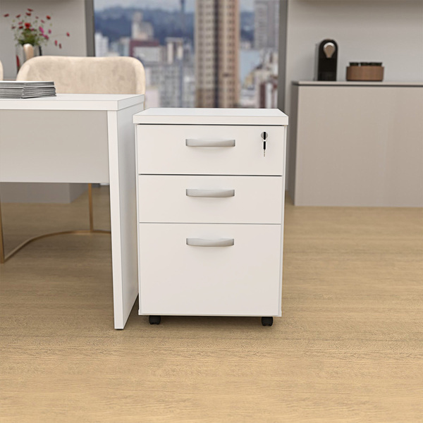 Gaveteiro Volante Para Escritório 2 Gavetas + Gaveta Para Pas