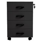 Gaveteiro Volante Para Escritório 4 Gavetas One Preto