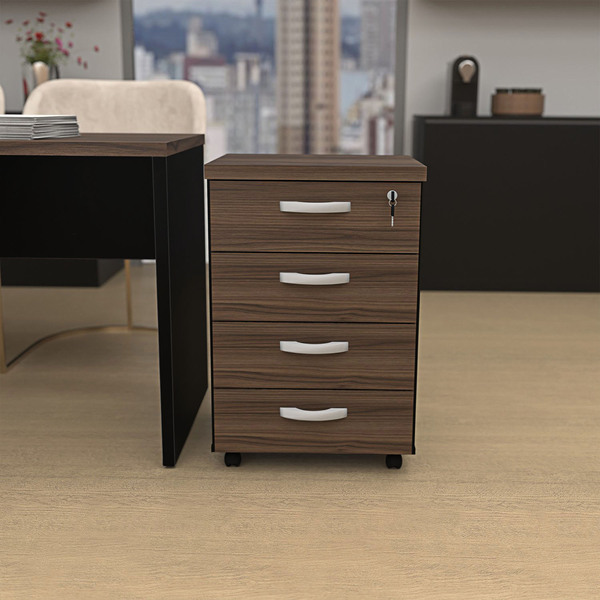 Gaveteiro Volante Para Escritório Com 4 Gavetas Netmobil - No