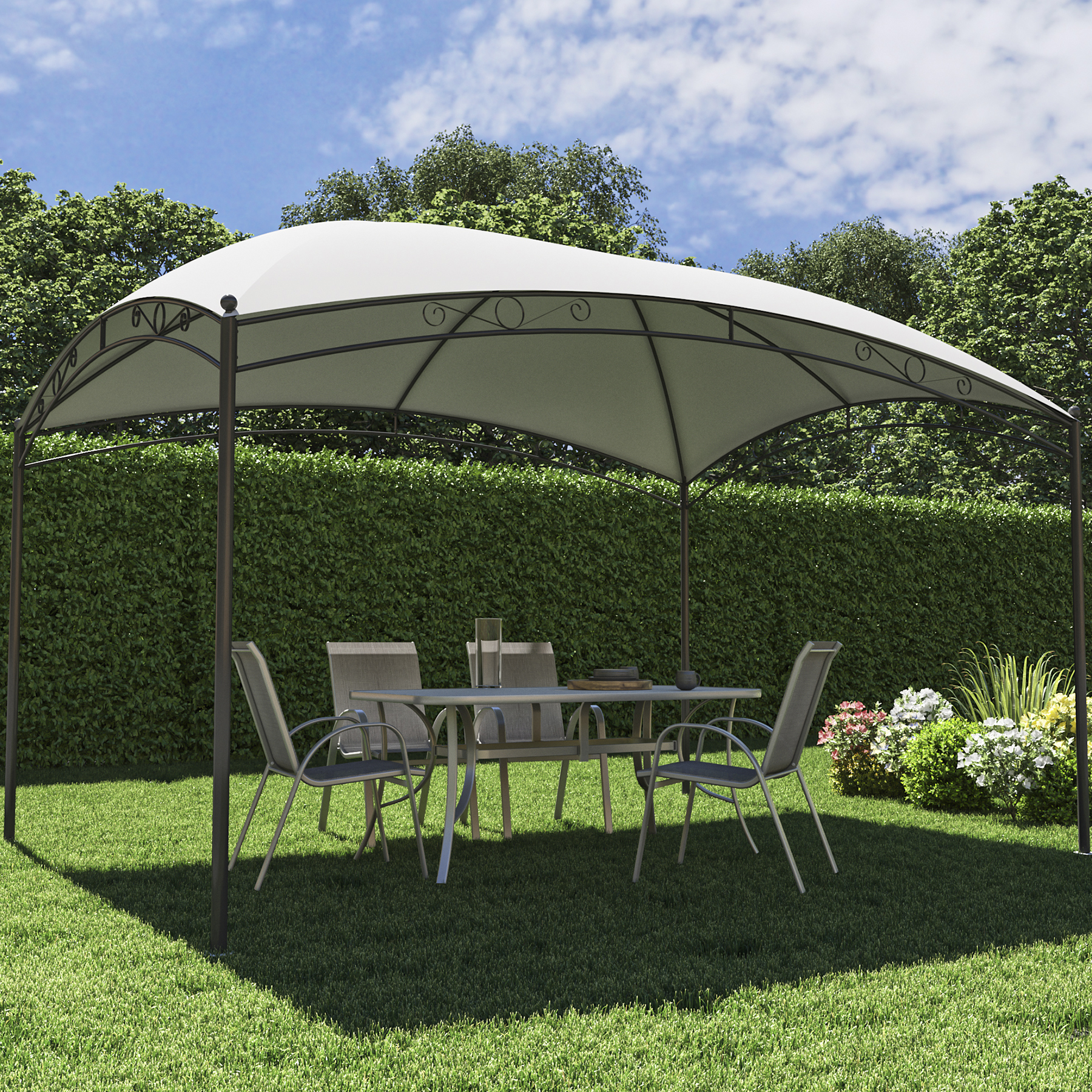 Gazebo Aço Branco e Preto Occo 267x296cm Naterial Leroy Merlin