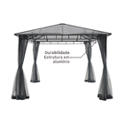 Gazebo Alumínio e Policarbonato Retangular Volta Cinza 270x360x300cm Naterial