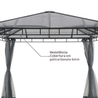 Gazebo Alumínio e Policarbonato Retangular Volta Cinza 270x360x300cm Naterial
